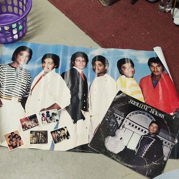 Vtg. 1984 Michael Jackson 5 bundle, poster, stickers - Picture 1 of 8